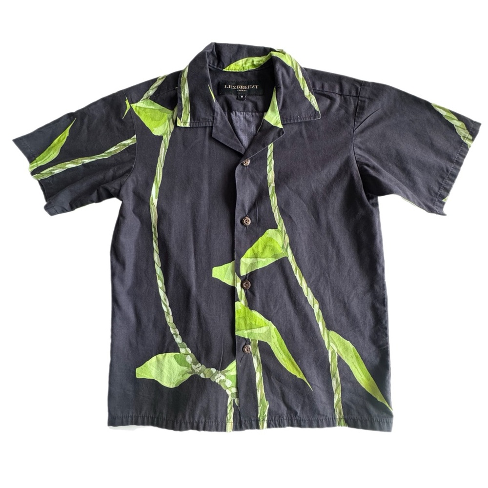 Lexbreezy Boys Aloha Shirt ti leaf print size 8